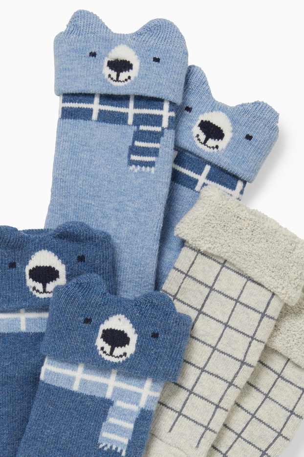 Baby Buben - Multipack 3er - Bär - Erstlings-Socken mit Motiv - Winter - hellblau