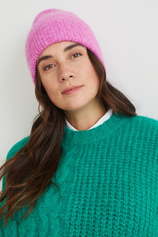 Donna - Berretto in maglia - fucsia