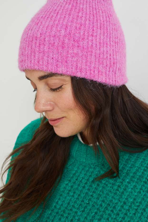 Donna - Berretto in maglia - fucsia