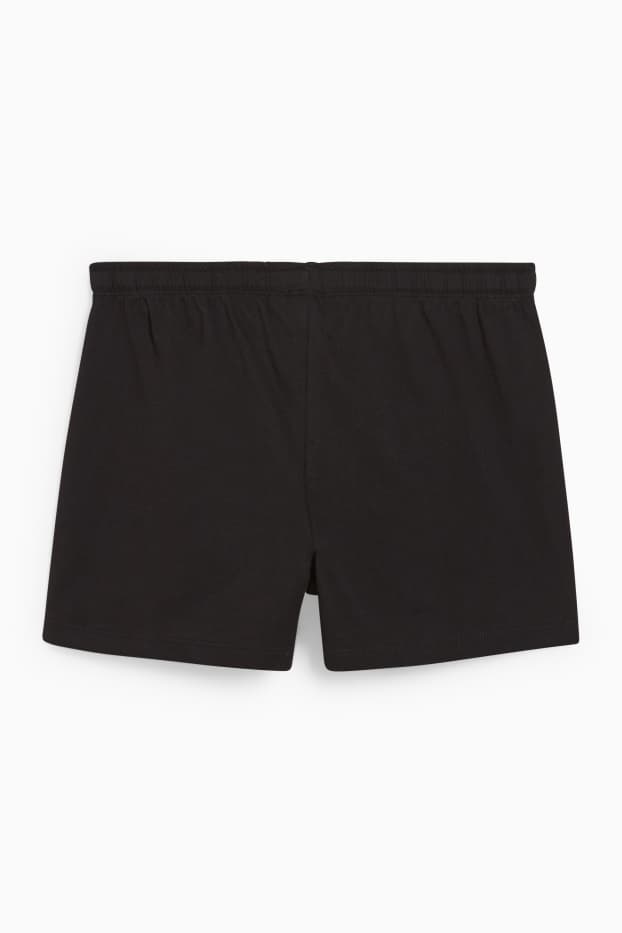 Damen - Weihnachts-Pyjamashorts - Glücksbärchis - schwarz