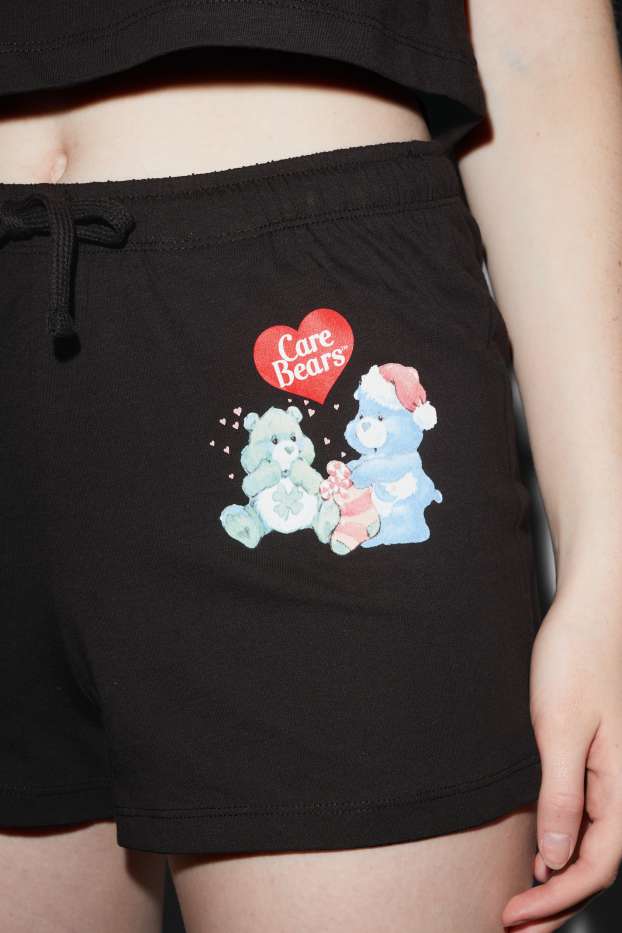 Damen - Weihnachts-Pyjamashorts - Glücksbärchis - schwarz