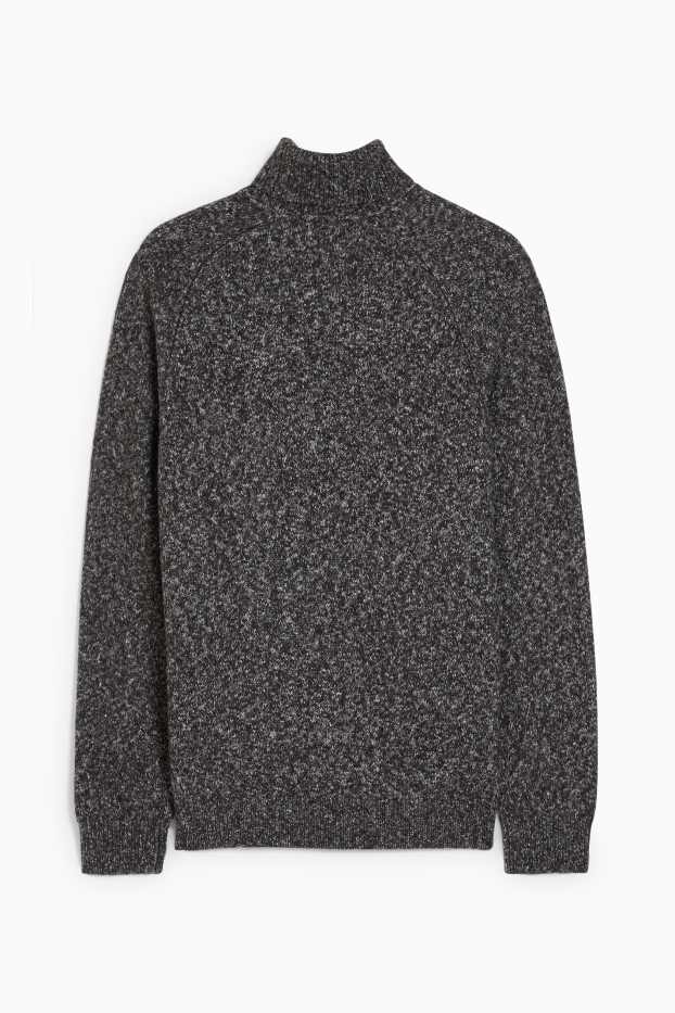 Men - Polo neck jumper - anthracite