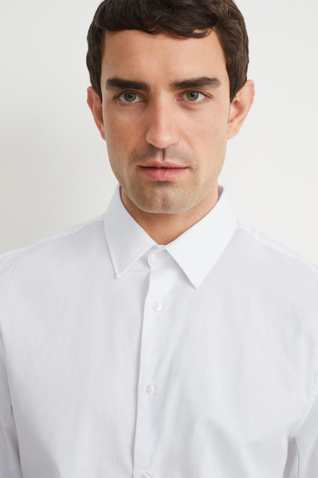 Uomo - Camicia business - slim fit - maniche ultralunghe - facile da stirare - bianco