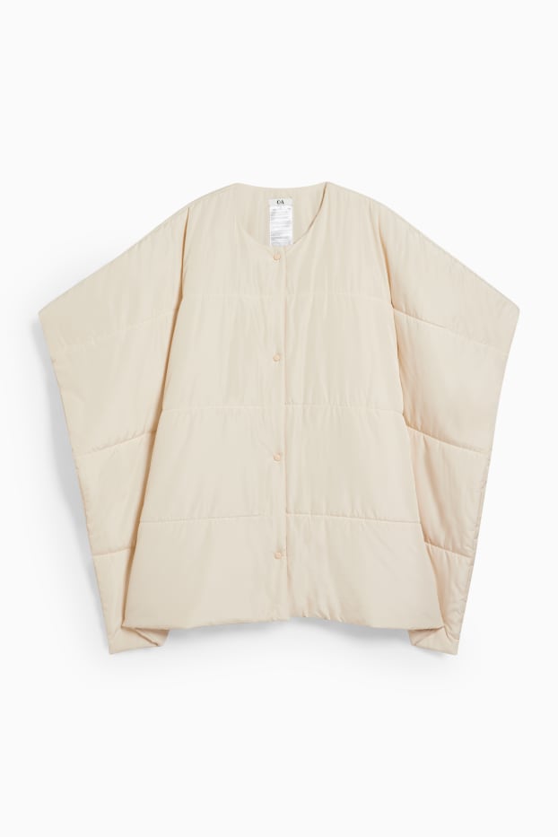 Damen - Stepp-Poncho - beige