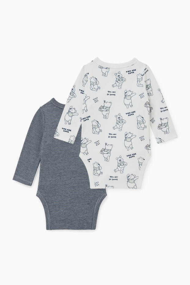 Bébés garçons - Lot de 2 - Winnie l’ourson - body portefeuille pour bébé - bleu foncé / blanc
