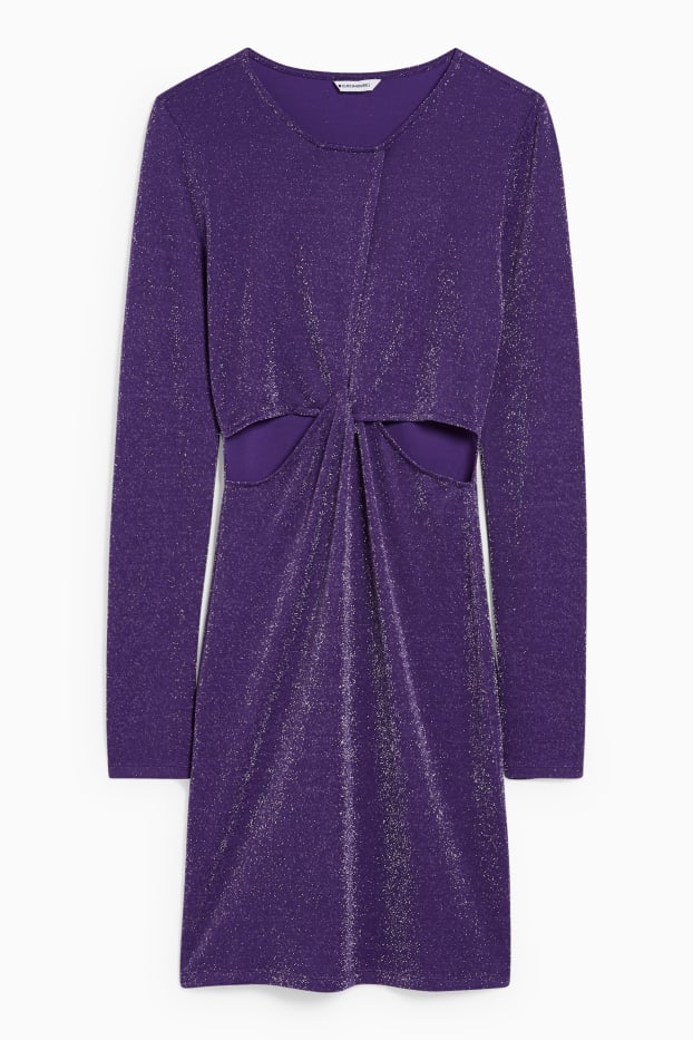 Women - Dress with knot detail - shiny - violet
