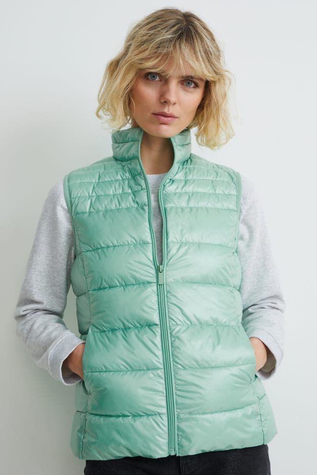 Women - Quilted gilet - light green