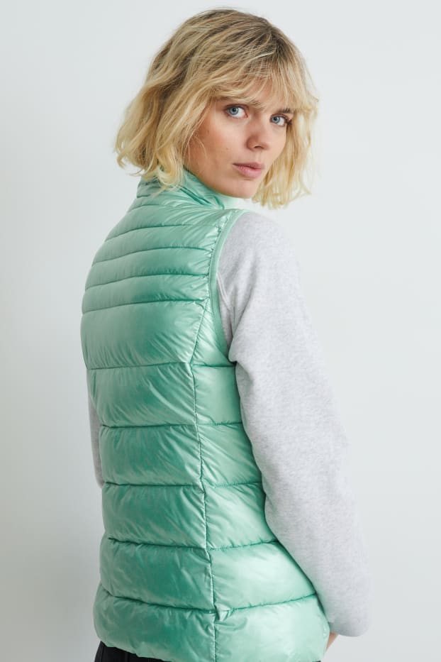Women - Quilted gilet - light green