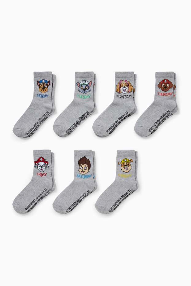Kinder Buben - Multipack 7er - PAW Patrol - Socken mit Motiv - hellgrau-melange