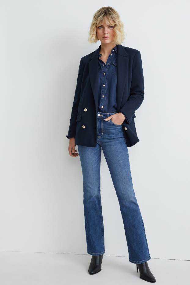 Damen - Bootcut Jeans - High Waist - jeansblau