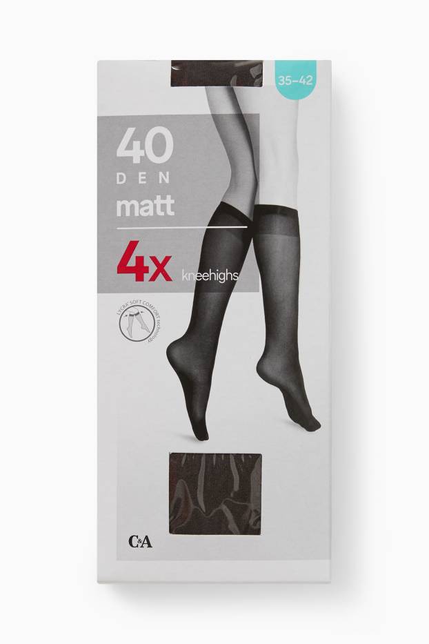 Damen - Multipack 4er - Feinkniestrümpfe - Komfortbund - 40 DEN - dunkelbraun