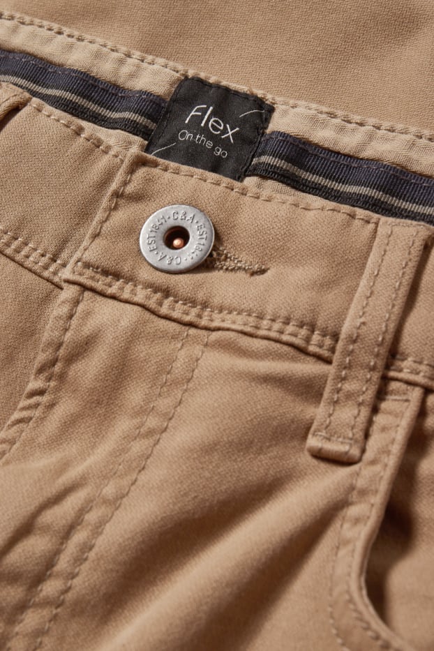 Hommes - Pantalon - slim fit - Flex - marron clair