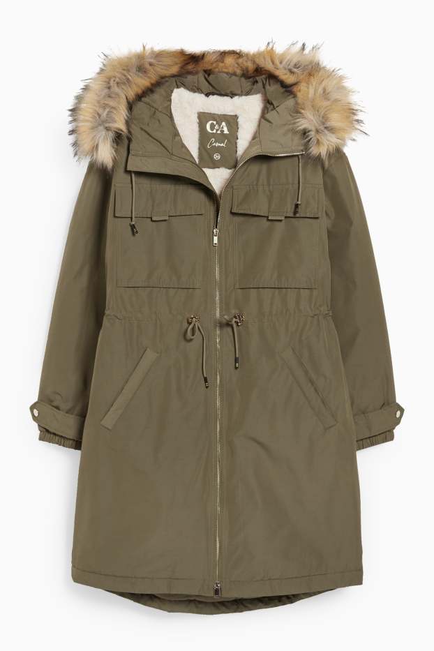 Dames - Parka met capuchon - winter - kaki