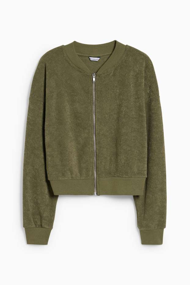 Femmes - CLOCKHOUSE - sweat zippé en éponge - kaki