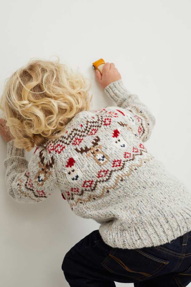 Children Boys - Christmas jumper - Rudolph and Father Christmas - light gray-melange