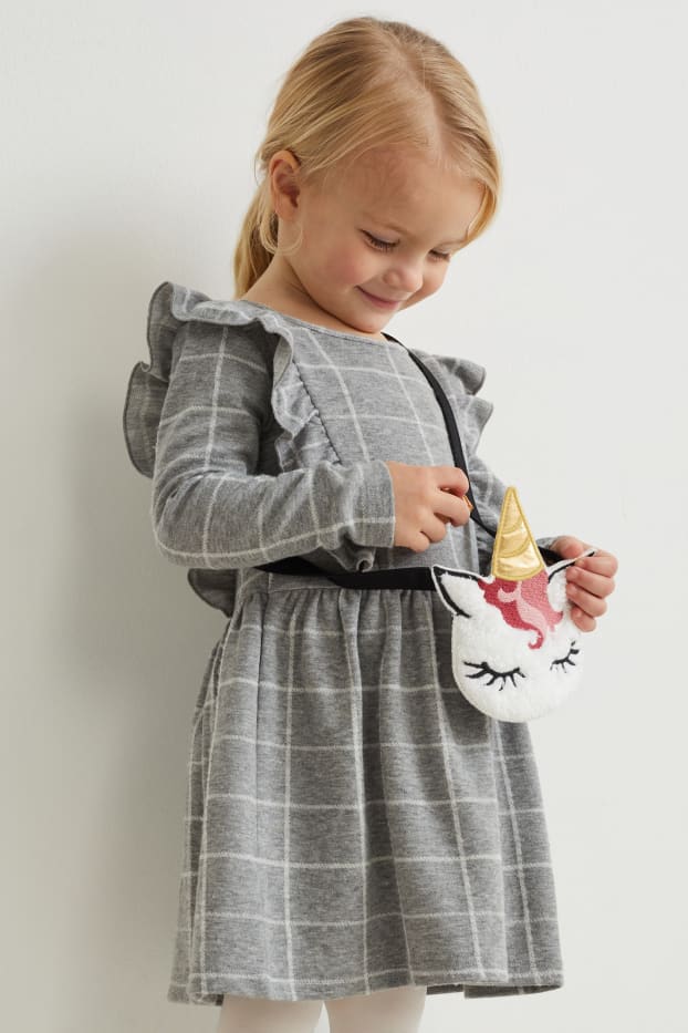 Kinder Mädchen - Set - Kleid und Umhängetasche - 2 teilig - grau-melange