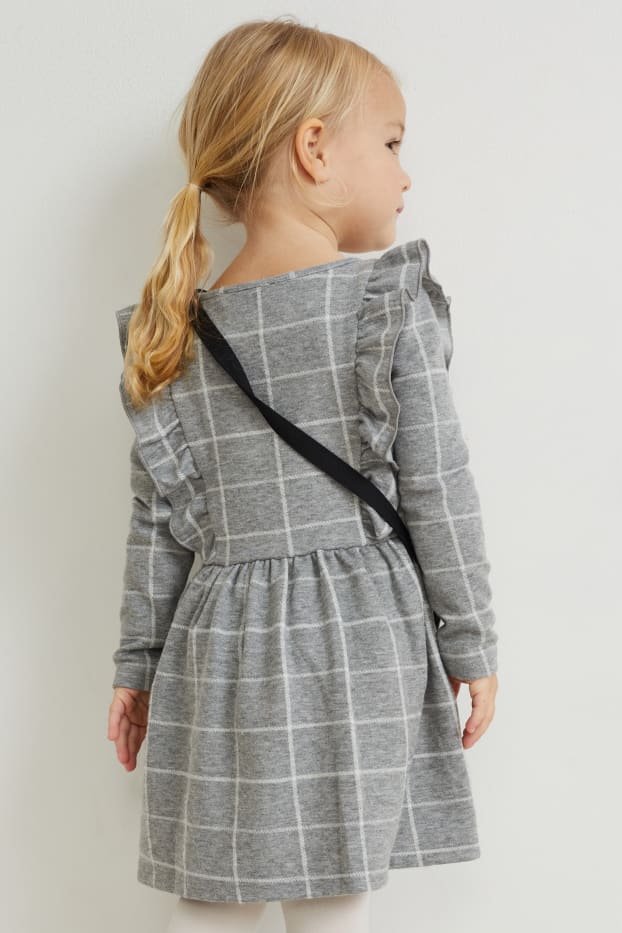 Kinder Mädchen - Set - Kleid und Umhängetasche - 2 teilig - grau-melange