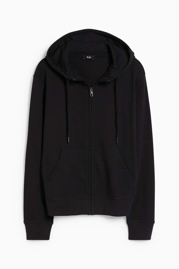 Donna - Felpa basic con zip e cappuccio - nero