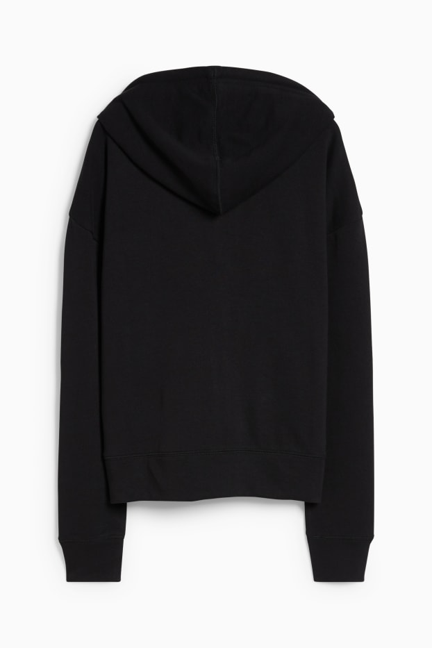 Donna - Felpa con zip e cappuccio - nero
