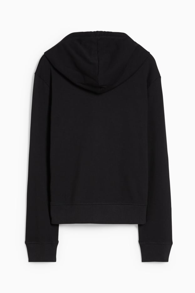 Donna - Felpa basic con zip e cappuccio - nero