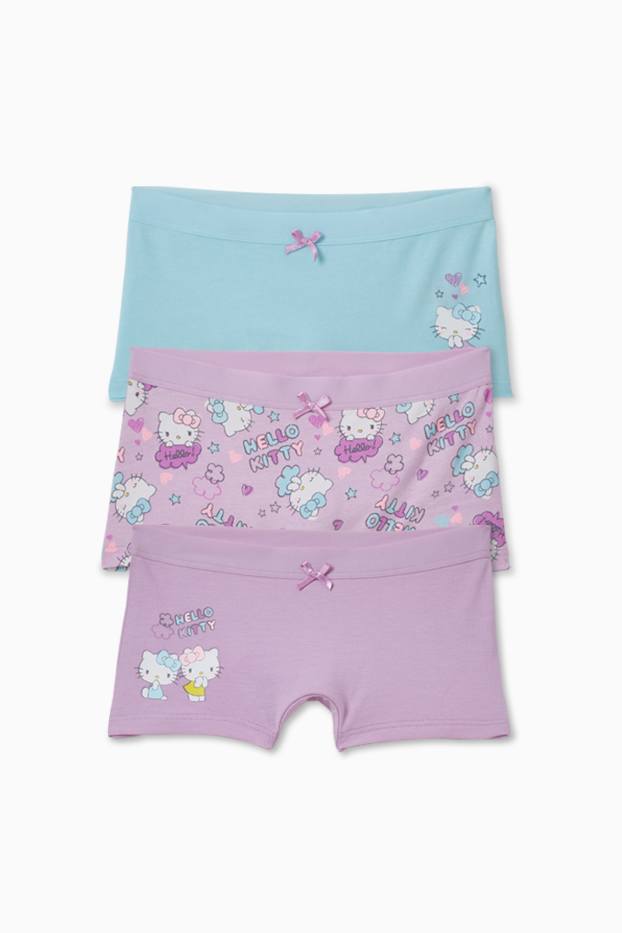 Kinder Mädchen - Multipack 3er - Hello Kitty - Boxershorts - rosa / türkis