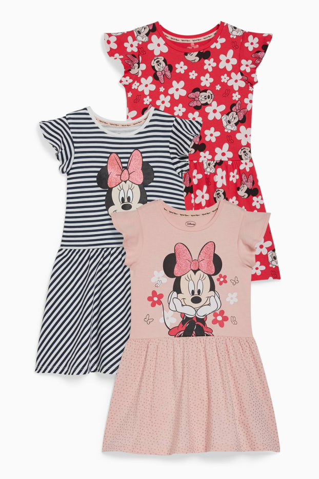 Enfants filles - Lot de 3 - Minnie Mouse - robe - blanc / rose
