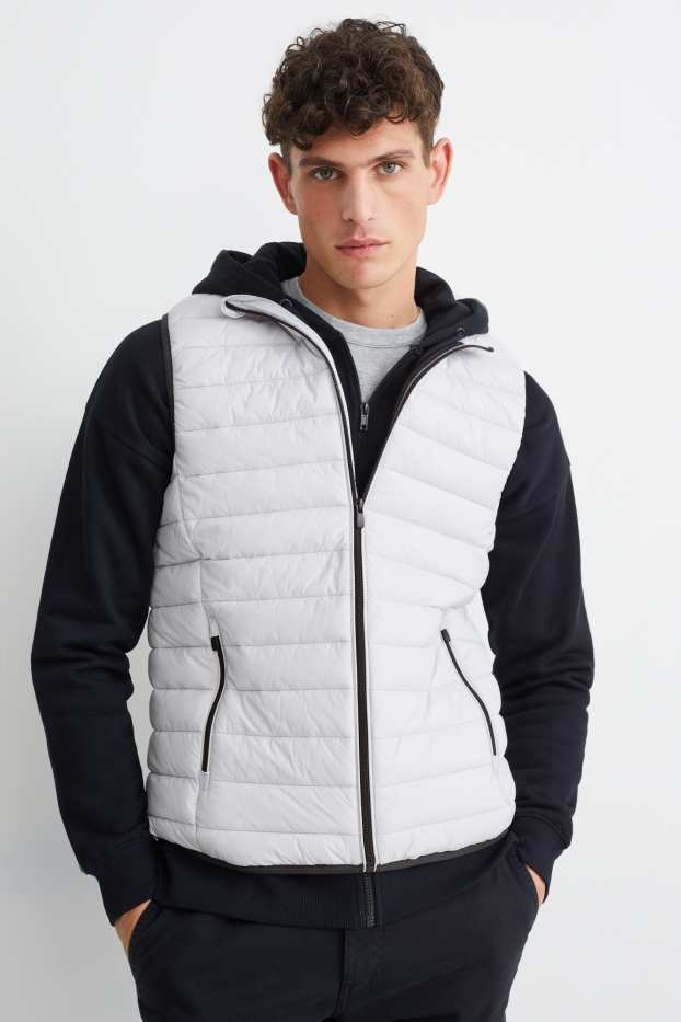 Heren - Gewatteerde bodywarmer - lichtgrijs