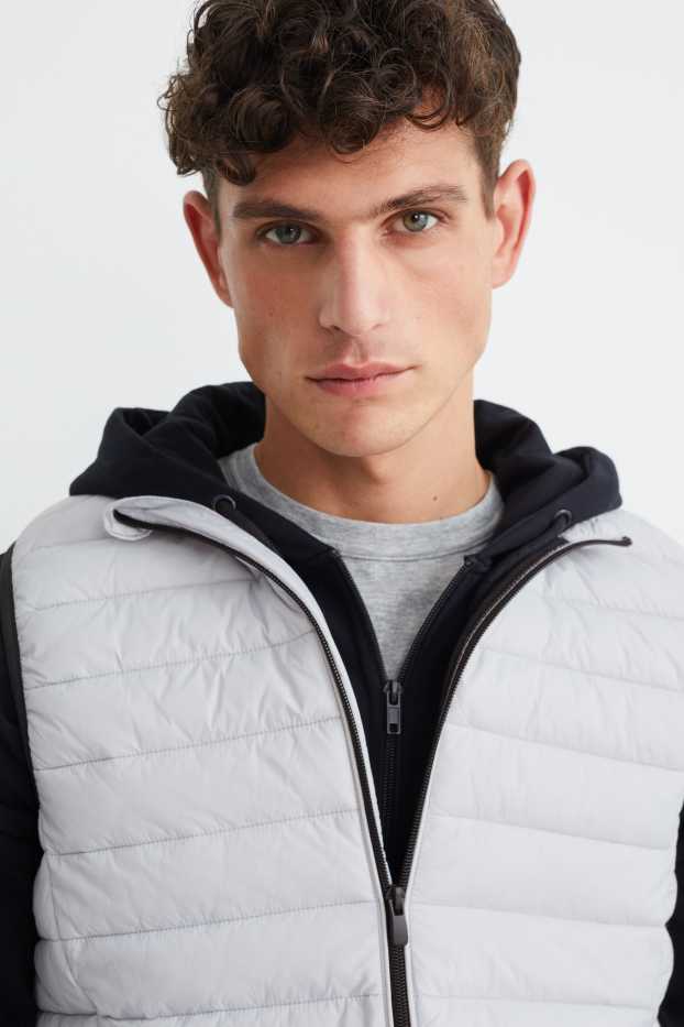 Heren - Gewatteerde bodywarmer - lichtgrijs