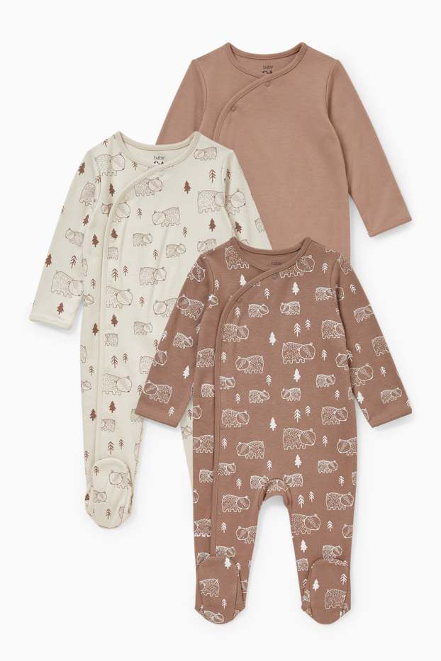 Unisex - Multipack of 3 - baby sleepsuit - beige-melange