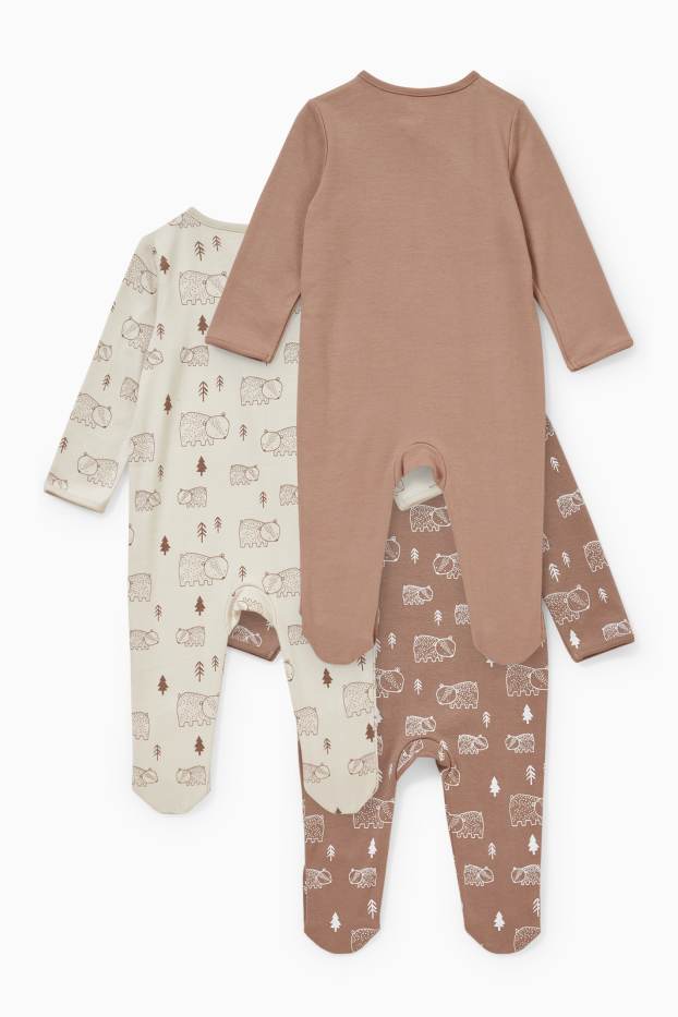 Unisex - Multipack of 3 - baby sleepsuit - beige-melange