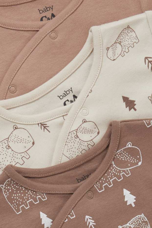 Unisex - Multipack of 3 - baby sleepsuit - beige-melange