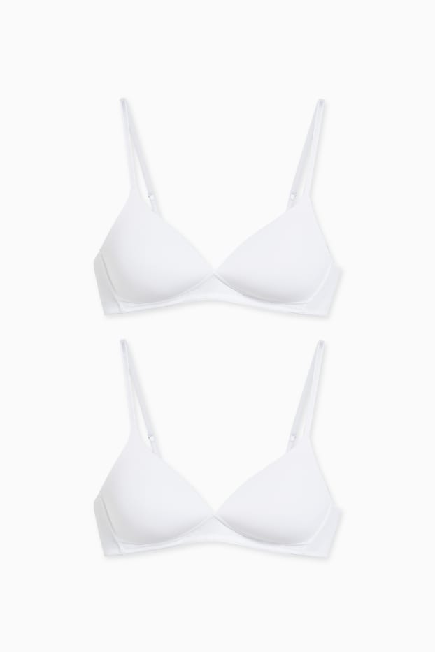 Women - Multipack of 2 - non-wired bra - padded - LYCRA® - white