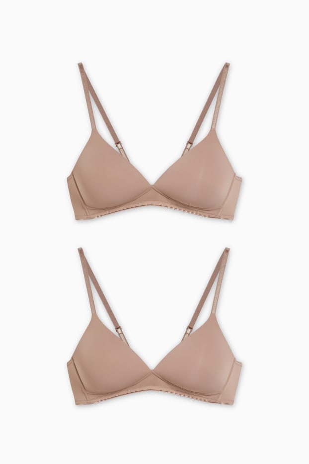 Femmes - Lot de 2 - soutiens-gorge sans armatures - ampliformes - LYCRA® - marron clair