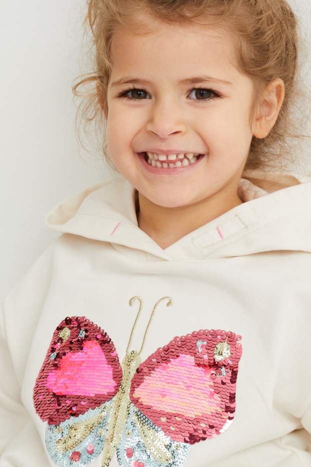 Children Girls - Hoodie - shiny - white