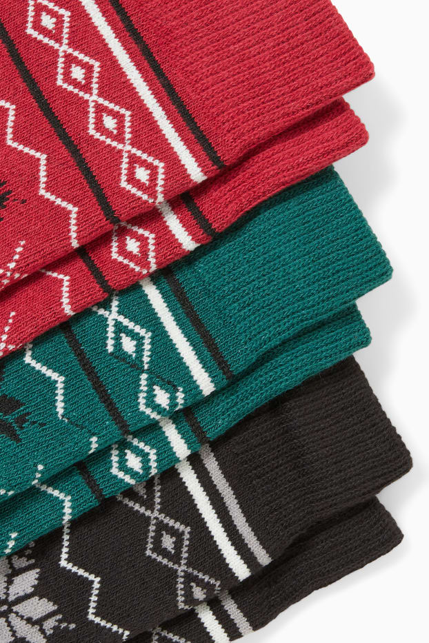 Herren - Multipack 3er - Weihnachtssocken mit Motiv - Schneeflocken - bunt