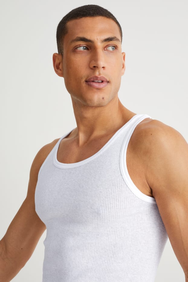 Men - Multipack of 5 - vest - double rib - seamless - white