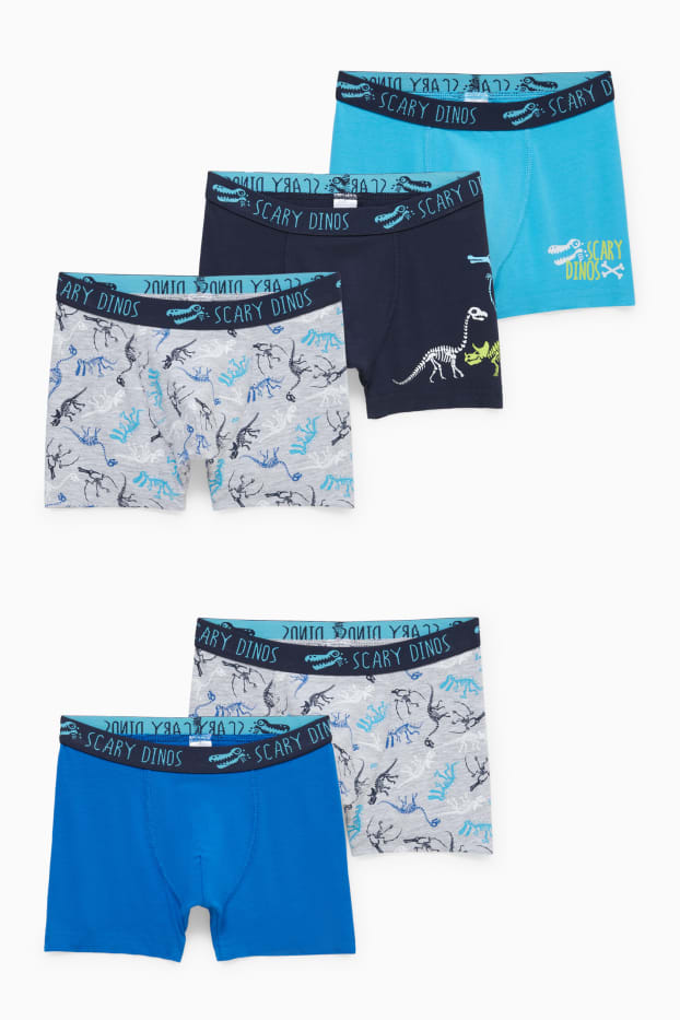Kinder Jungen - Multipack 5er - Dino - Boxershorts - dunkelblau