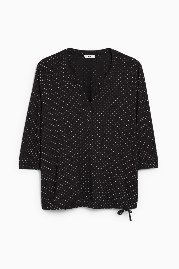 Dames - Longsleeve - met stippen - zwart