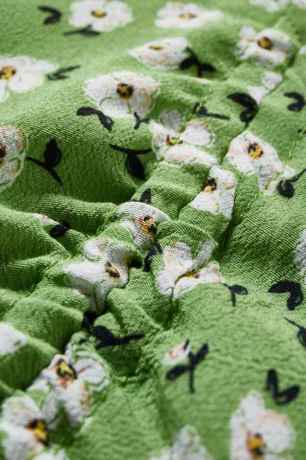 Femei - CLOCKHOUSE - bluză crop - cu flori - verde deschis