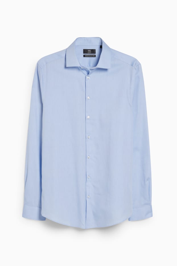 Uomo - Camicia business - slim fit - cutaway - facile da stirare - azzurro