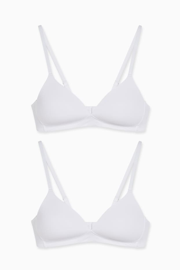 Damen - Multipack 2er - BH ohne Bügel - wattiert - LYCRA® - weiß