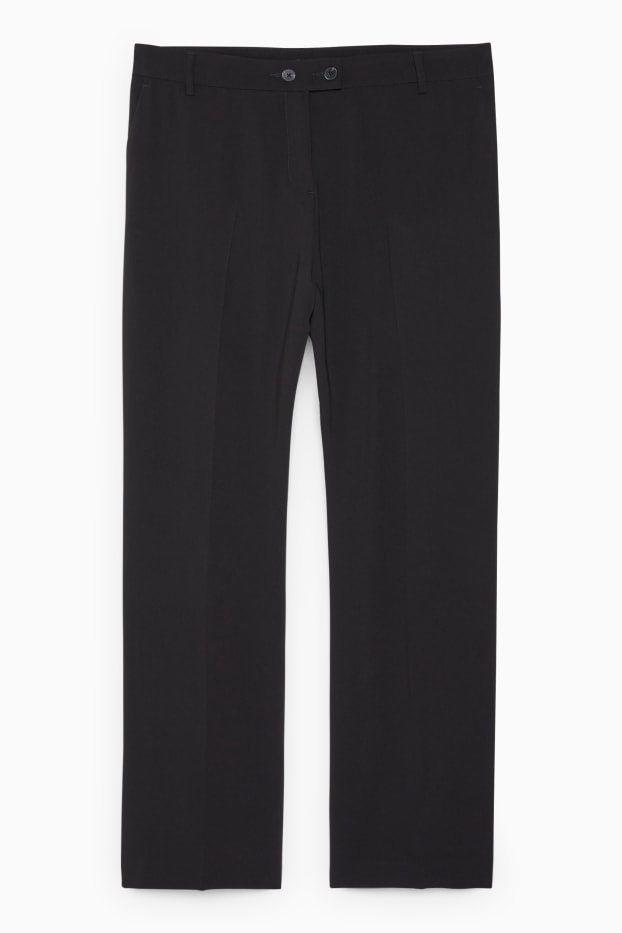 Femmes - Pantalon de toile - mid waist - straight fit - noir