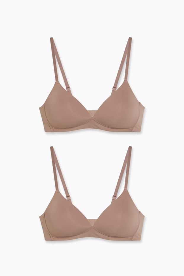 Femei - Multipack 2 buc. - sutien fără armătură - vătuit - LYCRA® - maro deschis