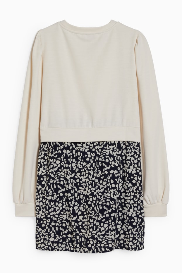 Femmes - Sweat de grossesse - look 2-en-1 - blanc / noir