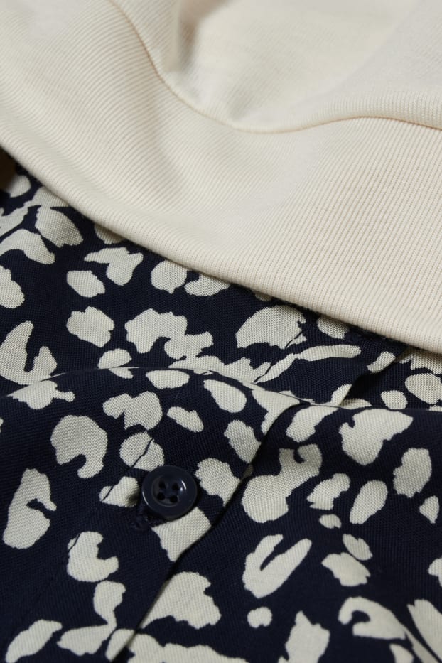 Femmes - Sweat de grossesse - look 2-en-1 - blanc / noir