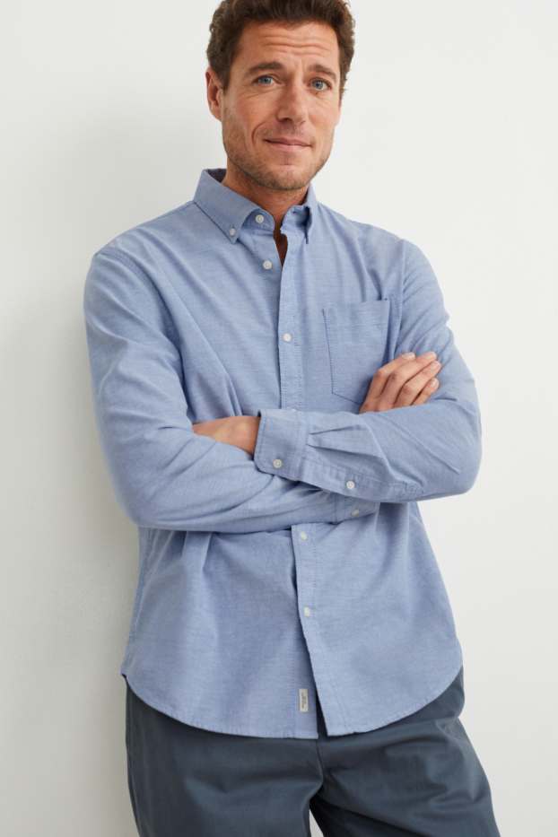 Herren - Oxford Hemd - Regular Fit - Button-down - hellblau