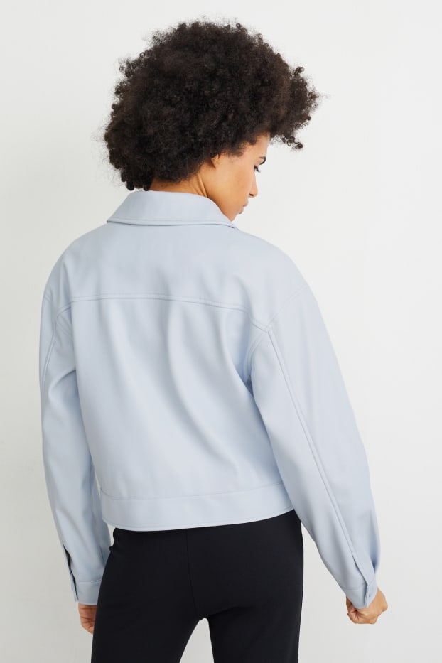 Dames - Jas - imitatieleer - lichtblauw