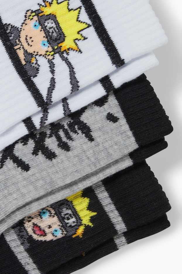 Enfants garçons - Lot de 3 paires - Naruto - chaussettes à motif - blanc