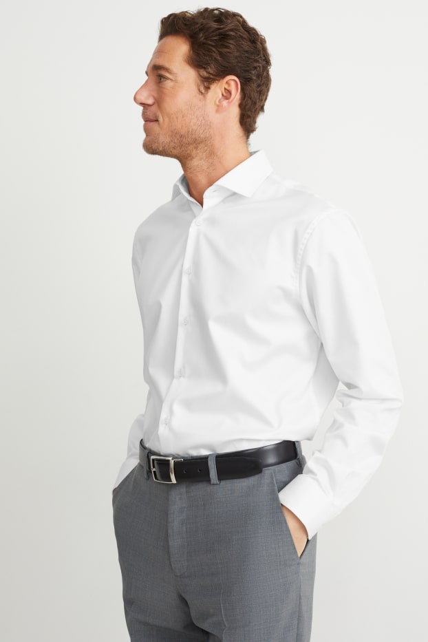 Home - Camisa formal - regular fit - cutaway - fàcil de planxar - blanc