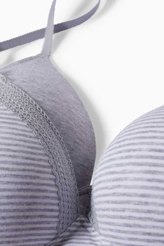 Femmes - Lot de 2 - soutien-gorge sans armatures - ampliforme - gris clair